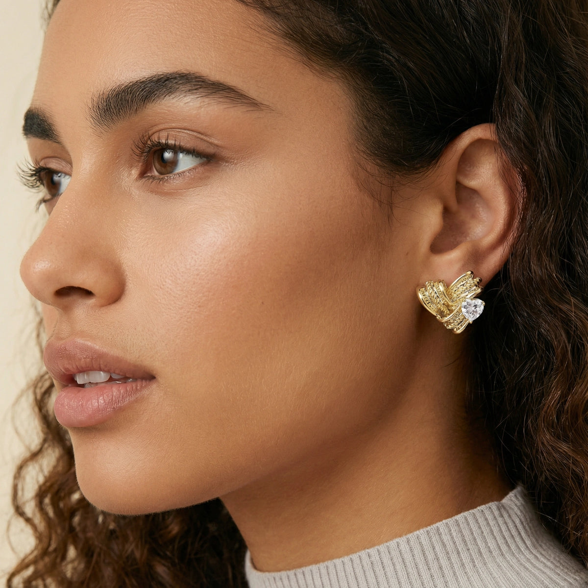 Golden Angel Crystal Studs