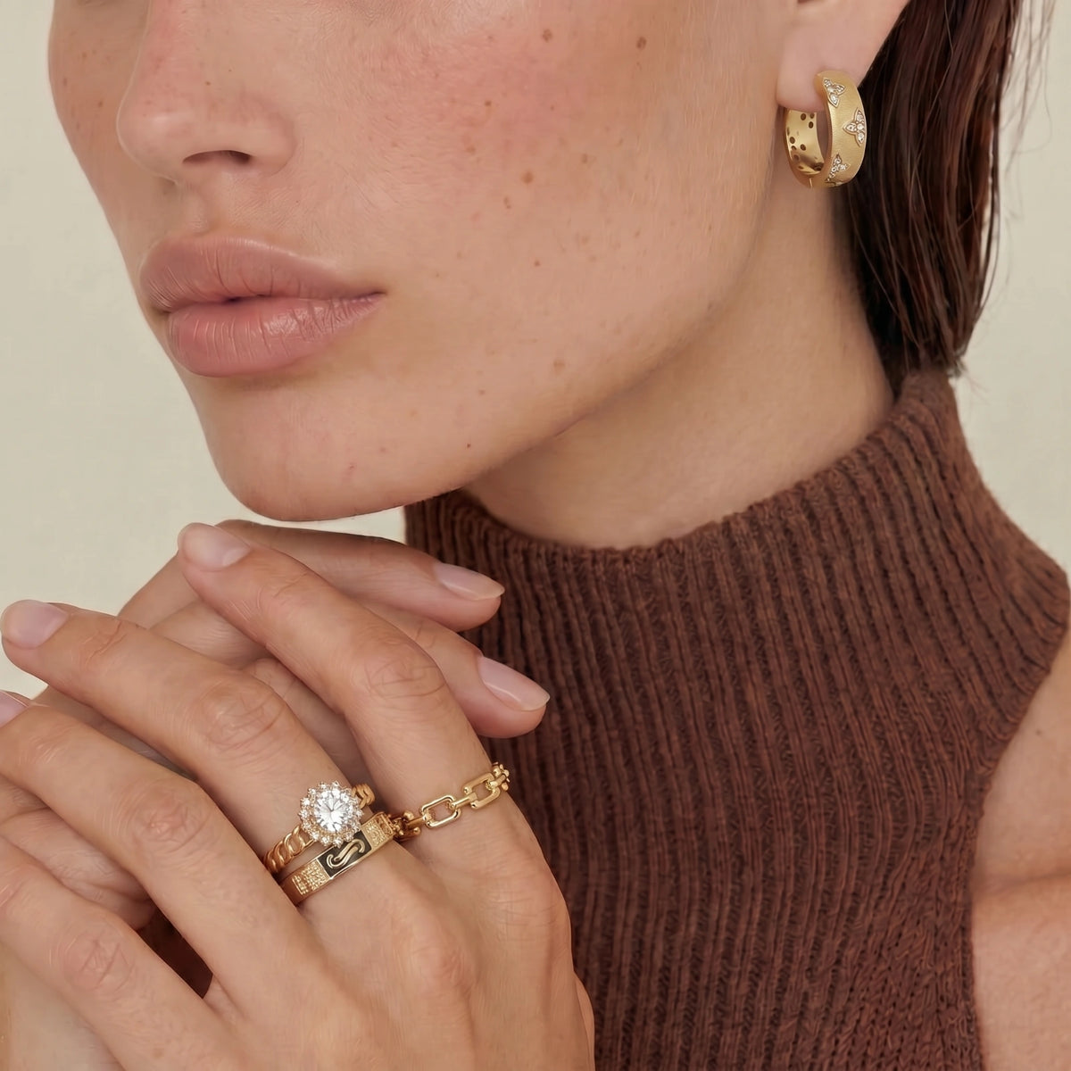 Golden Fleur Luxe Hoops
