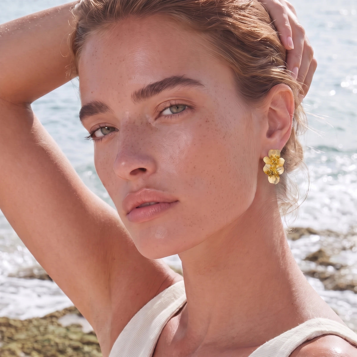 Golden Bloom Statement Earrings